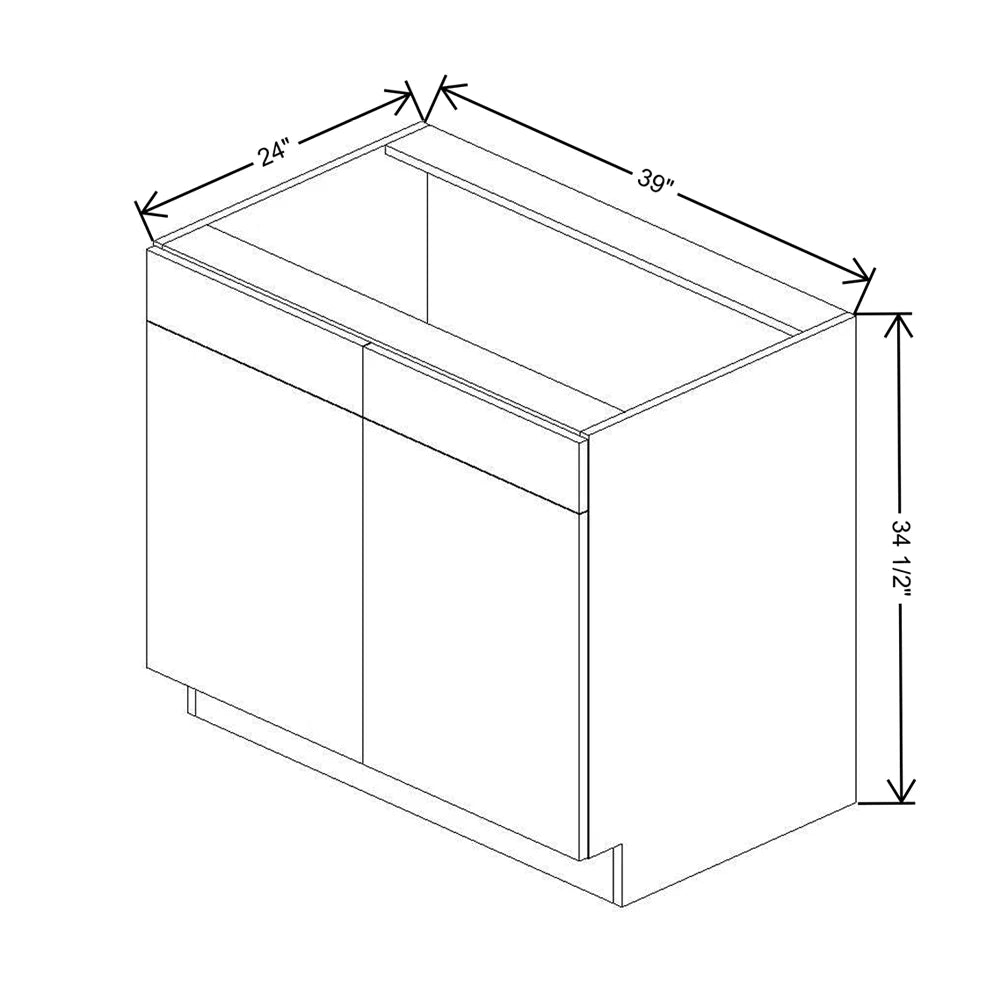 CNC Concord Richmond White 39" W 2 Drawer Front Double Door Sink Base Cabinet