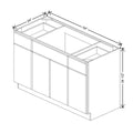 CNC Bedford Country Oak Honey 54" W Combination Sink Base Cabinet