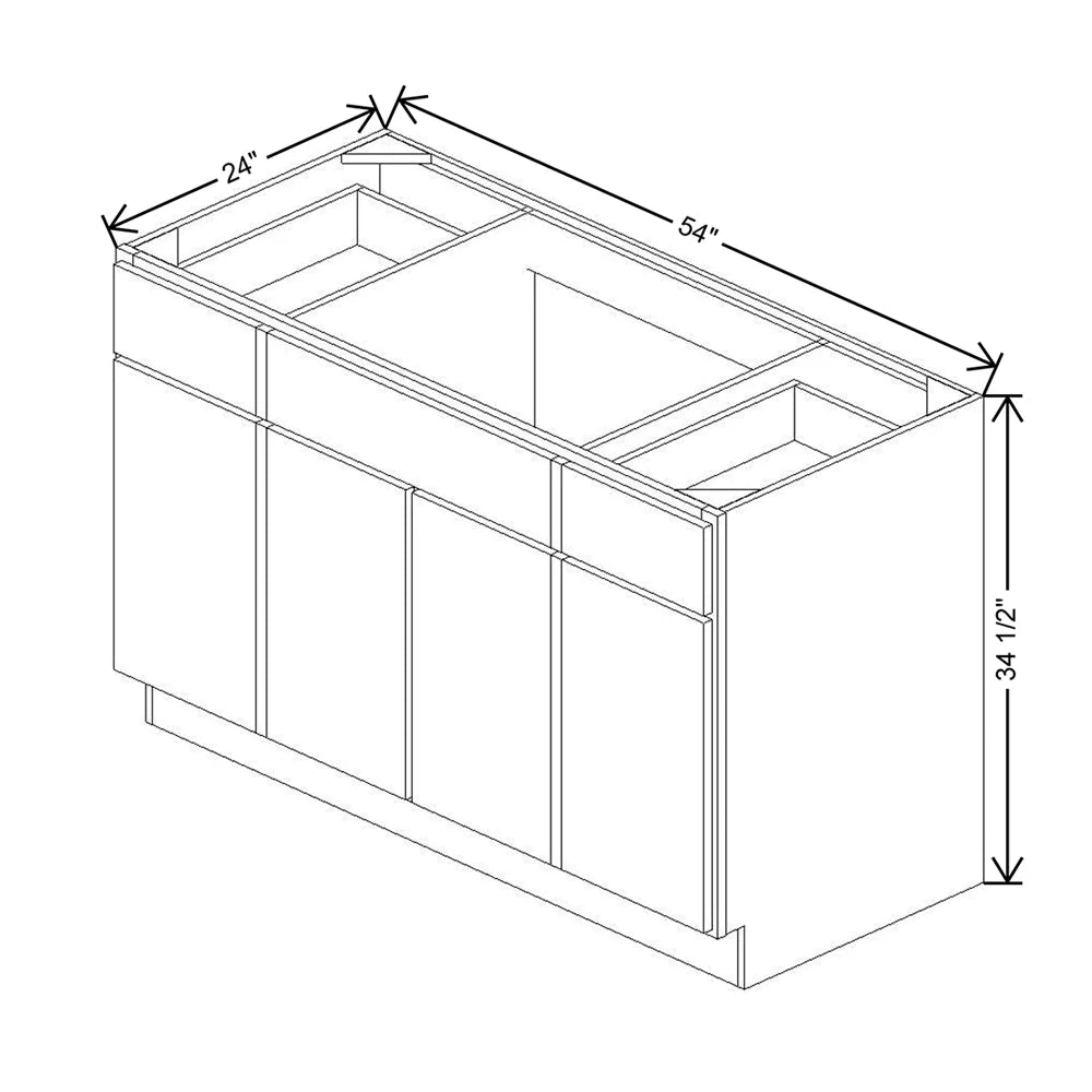 CNC Luxor 5-Piece Harvest 54" W Combination Sink Base Cabinet