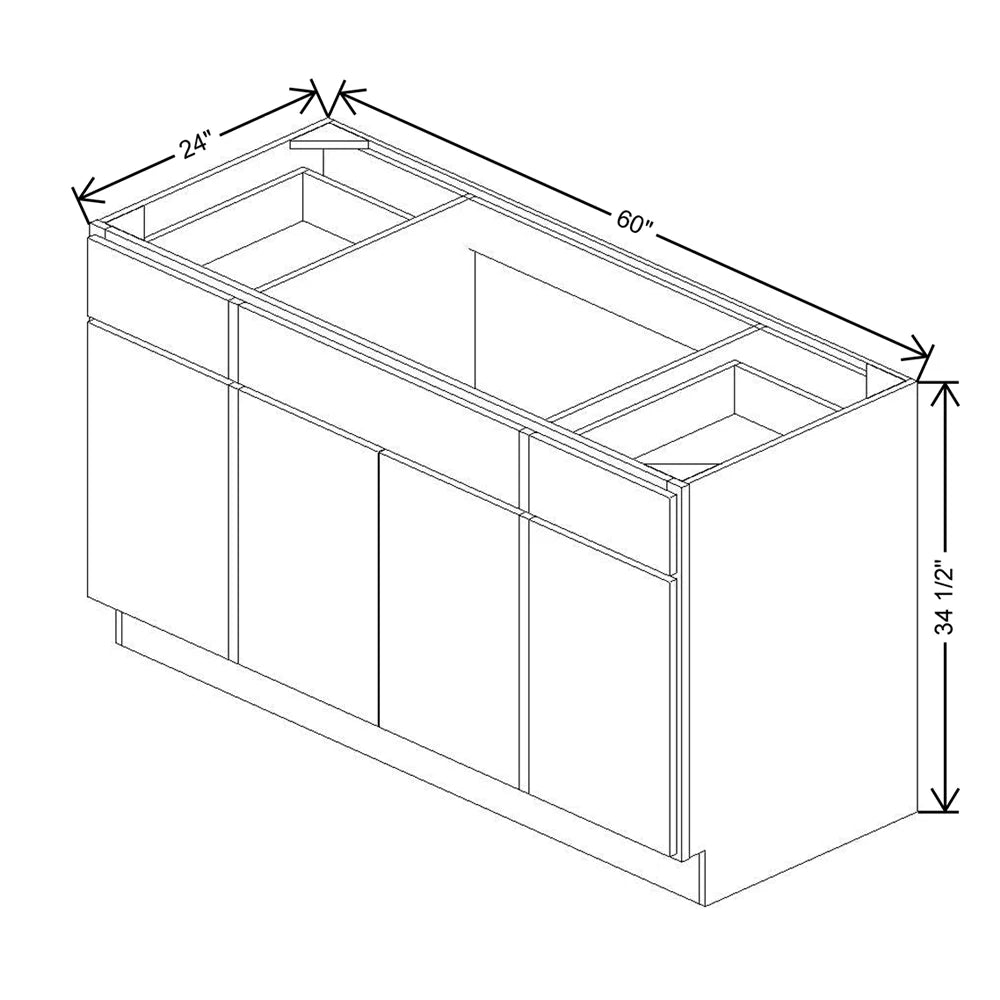 CNC Bedford Country Oak Honey 60" W Combination Sink Base Cabinet