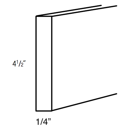 TK8 - Assembled Perla Raised Panel - Toe Kick Cover - 1/4" thick 4-1/2" wide 96" long