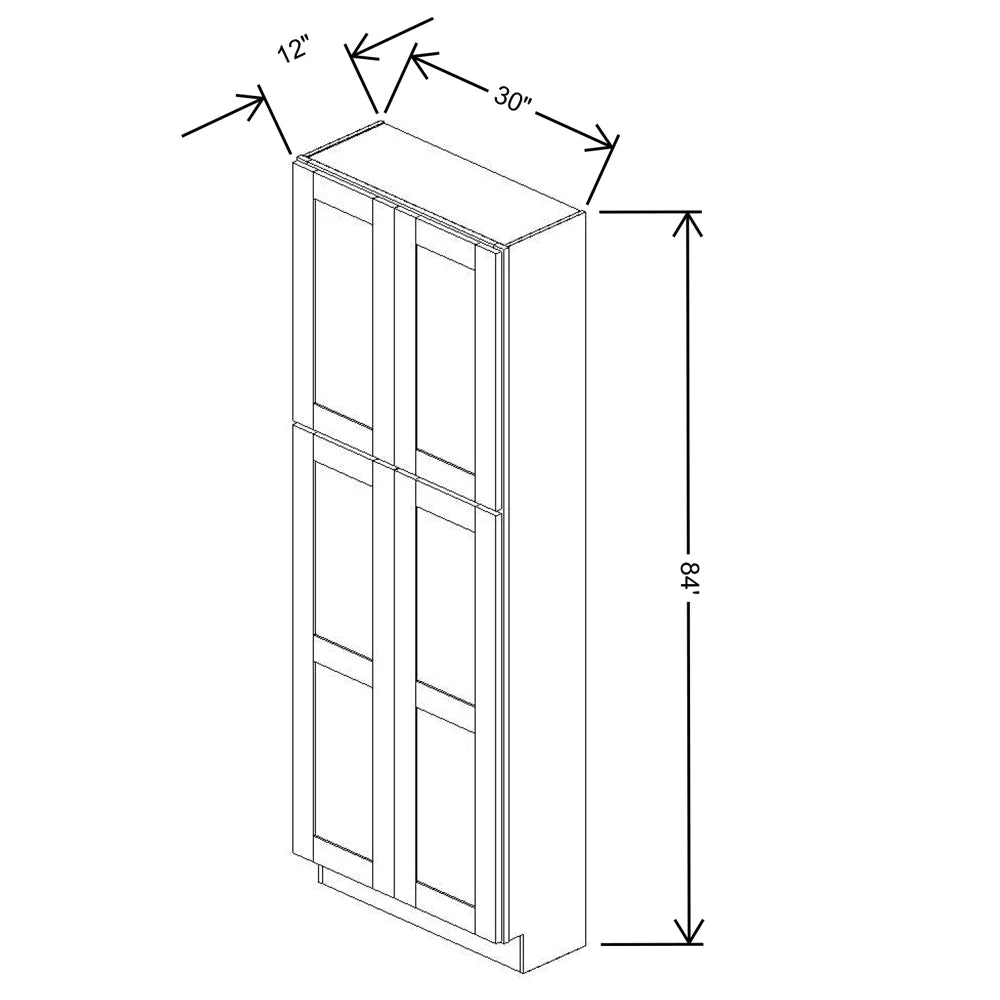 Fabuwood Allure Galaxy Nickel 30" W X 84" H X 12" D Tall Pantry Cabinet