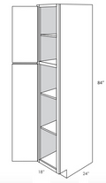 WP1884L - Assembled Perla Raised Panel - Utility Pantry Cabinet - Single Doors - 18"W x 84"H x 24"D - Hinges on Left