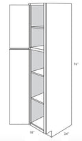 WP1896L - Assembled Perla Raised Panel - Utility Pantry Cabinet - Single Doors - 18"W x 96"H x 24"D - Hinges on Left