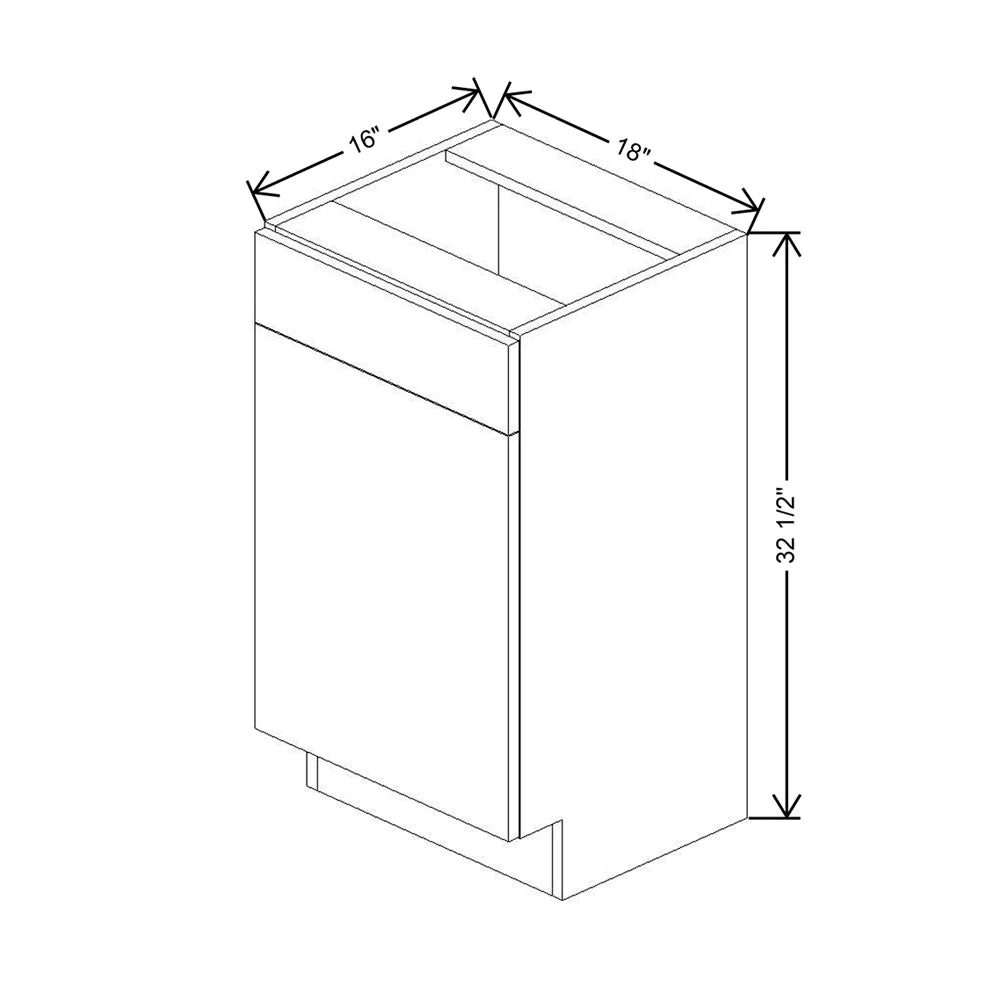 CNC Luxor 5-Piece White 18" W Single Door Vanity Sink Base Cabinet
