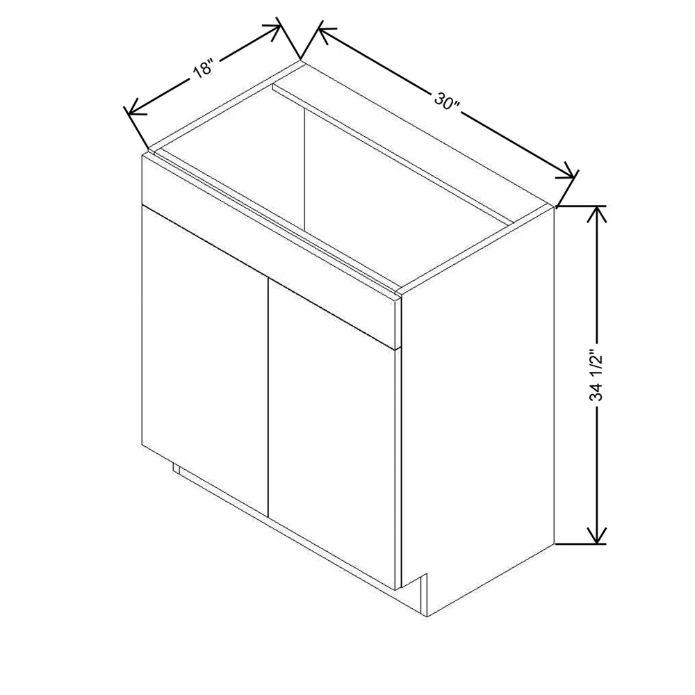 CNC Classic Broadway Cotton 30" W x 34 1/2" H X 18" D Double Door Vanity Sink Base Cabinet