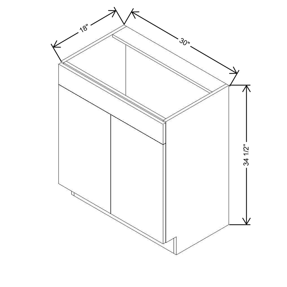 CNC Luxor Espresso 30" W X 34 1/2" H X 18" D Double Door Vanity Sink Base Cabinet