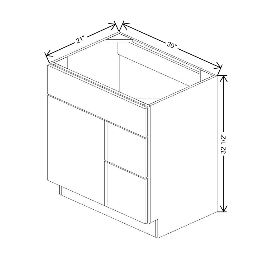CNC Bedford Country Oak Honey 30" W X 32 1/2"H X 21" D Double Door Vanity Sink Base Cabinet