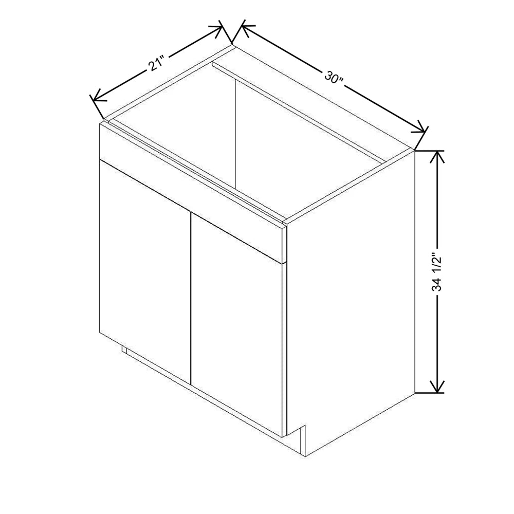 CNC Classic Milano Mirage 30" W x 34 1/2" H X 21" D Double Door Vanity Sink Base Cabinet
