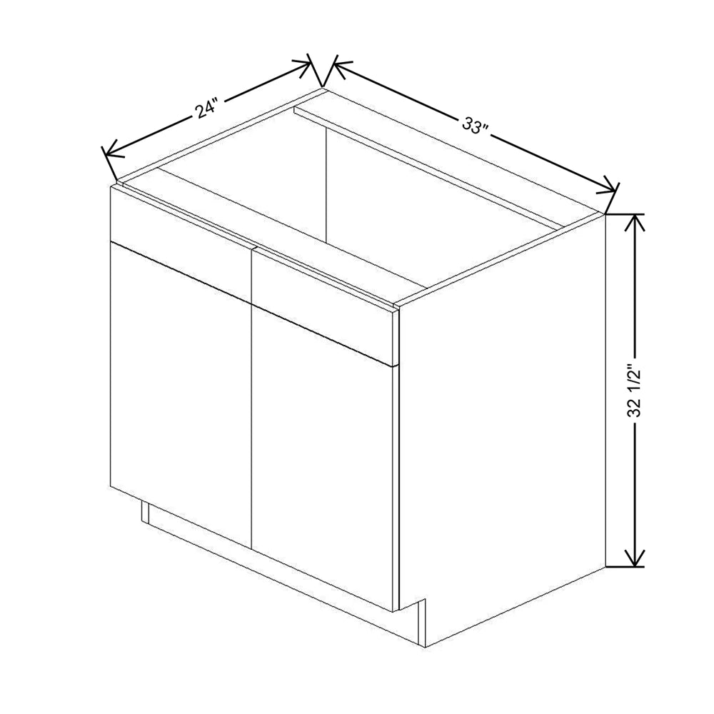 CNC Classic Broadway Silver Birch 33" W Removable Vanity Base Cabinet