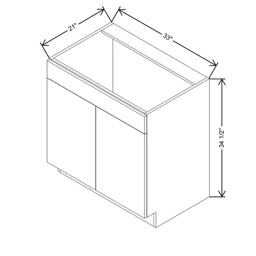 CNC Classic Broadway Walnut 33" W x 34 1/2" H X 21" D Double Door Vanity Sink Base Cabinet