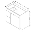 CNC Classic Milano Pine 36" W Double Door 2 Drawers Left Vanity Sink Base Cabinet