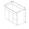 CNC Concord Elegant White 36" W Double Door 2 Drawers Right Vanity Sink Base Cabinet