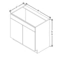 CNC Luxor 5-Piece Misty Grey 36" W X 34 1/2" H X 21" D Double Door Vanity Sink Base Cabinet
