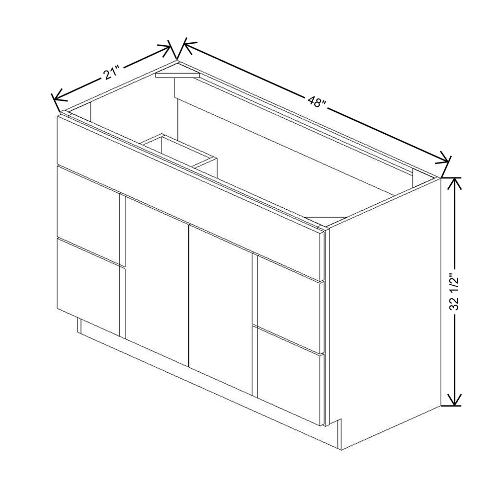 CNC Bedford Country Oak Honey 36" W X 32 1/2"H X 21" D Double Door Vanity Sink Base Cabinet