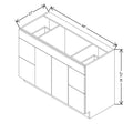 CNC Luxor Misty Grey 48" W Double Door 4 Drawers Vanity Sink Base Cabinet