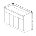 CNC Luxor White 48" W Four Door Vanity Sink Base Cabinet