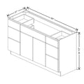 CNC Luxor 5-Piece Smoky Grey 60" W Vanity Drawer Single Sink Base Cabinet