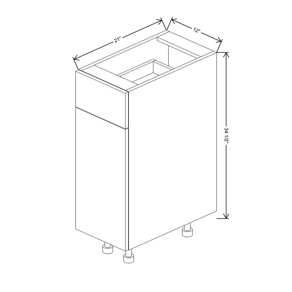 Fabuwood Ovela Catalina Verde Salvia 12" W X 34 1/2" H X 21" D Single Door Vanity Base Cabinet