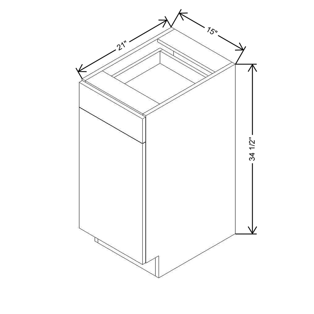 CNC Luxor 5-Piece White 15" W Single Door Vanity Base Cabinet