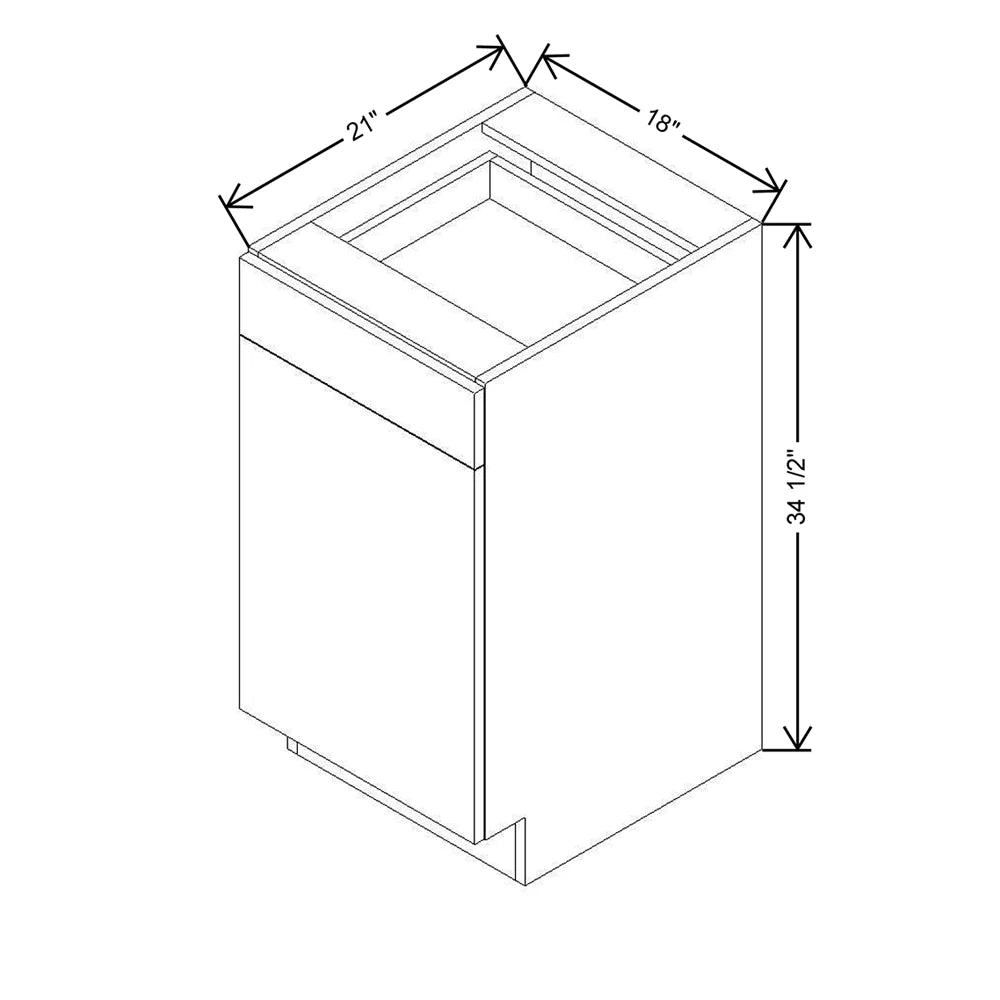 CNC Classic Milano Polar White 18" W Single Door Vanity Base Cabinet