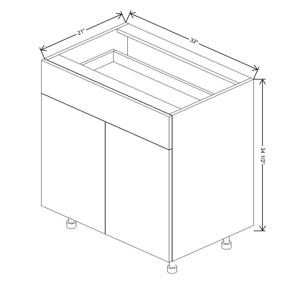 Fabuwood Ovela Catalina Textil Plata 33" W X 34 1/2" H X 21" D Double Door Vanity Base Cabinet
