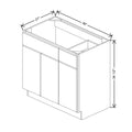 CNC Luxor Smoky Grey 36" W 3 Door Vanity Base Cabinet