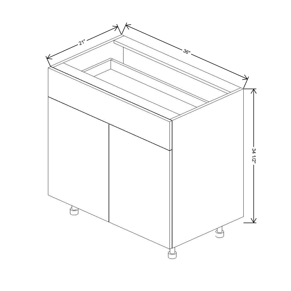 Fabuwood Ovela Catalina Verde Salvia 36" W X 34 1/2" H X 21" D Double Door Vanity Base Cabinet