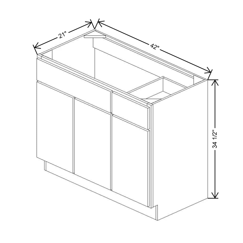 CNC Luxor 5-Piece Harvest 42" W 3 Door Vanity Base Cabinet