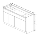 CNC Luxor 5-Piece Smoky Grey 60" W Four Door Vanity Base Cabinet