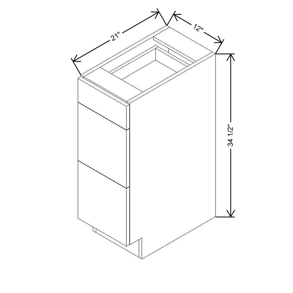 CNC Luxor 5-Piece Smoky Grey 12" W Vanity Drawer Base Cabinet
