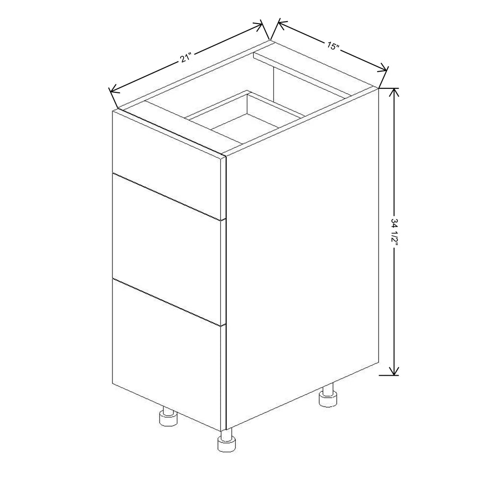 Fabuwood Ovela Catalina Woodline 3 15" W X 34 1/2" H X 21" D 3 Drawer Vanity Base Cabinet