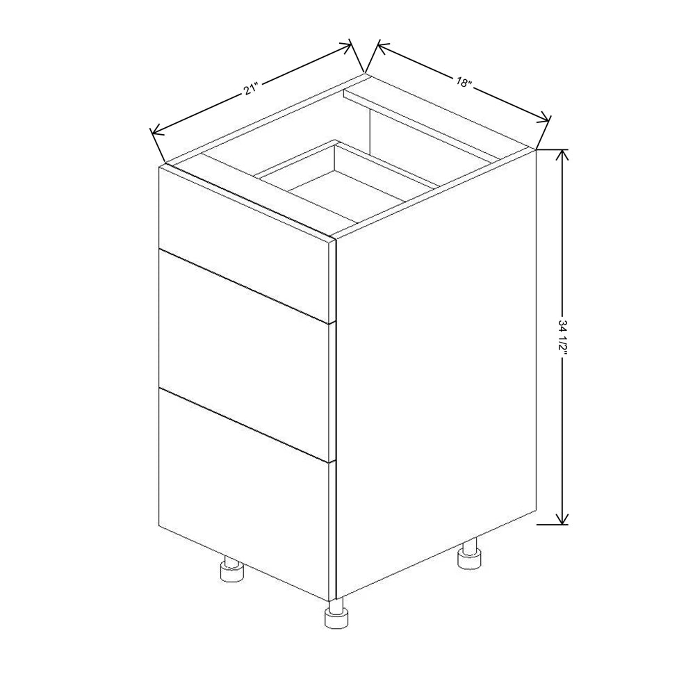 Fabuwood Ovela Catalina Woodline 3 18" W X 34 1/2" H X 21" D 3 Drawer Vanity Base Cabinet