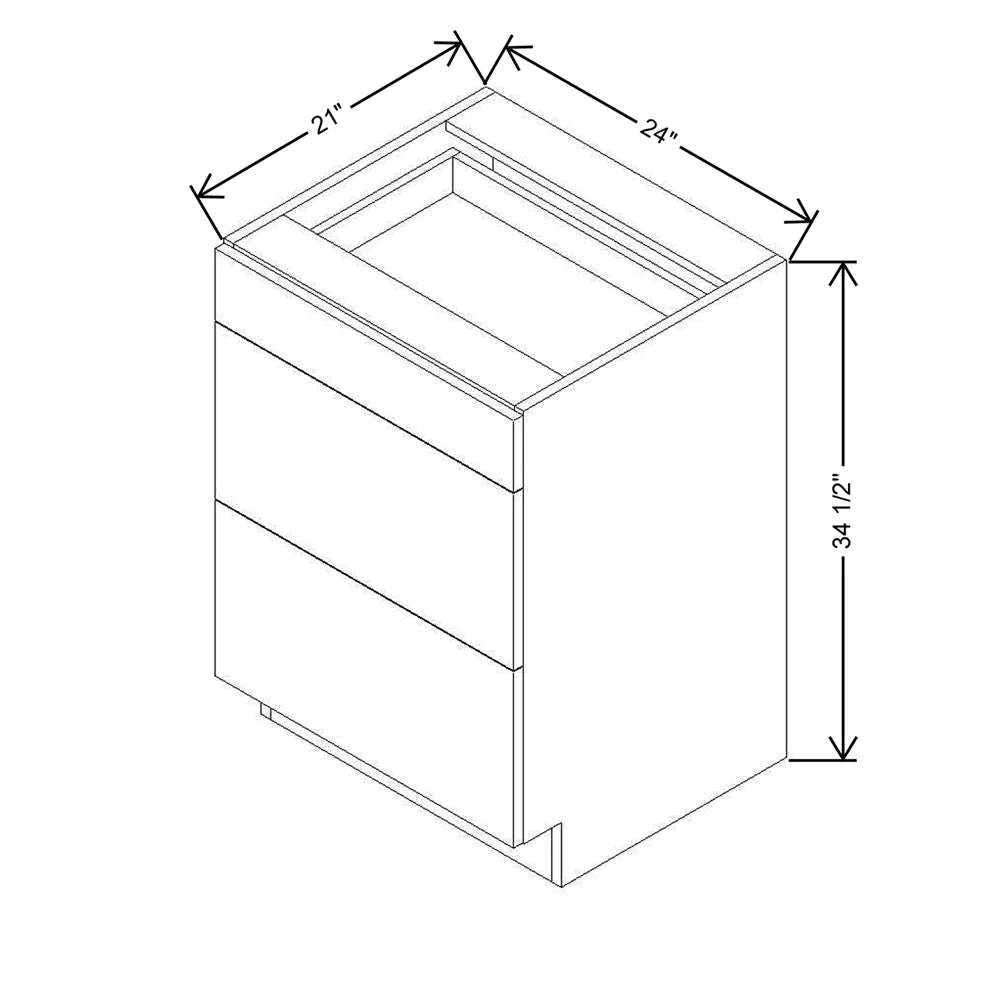CNC Luxor 5-Piece Smoky Grey 24" W Vanity Drawer Base Cabinet