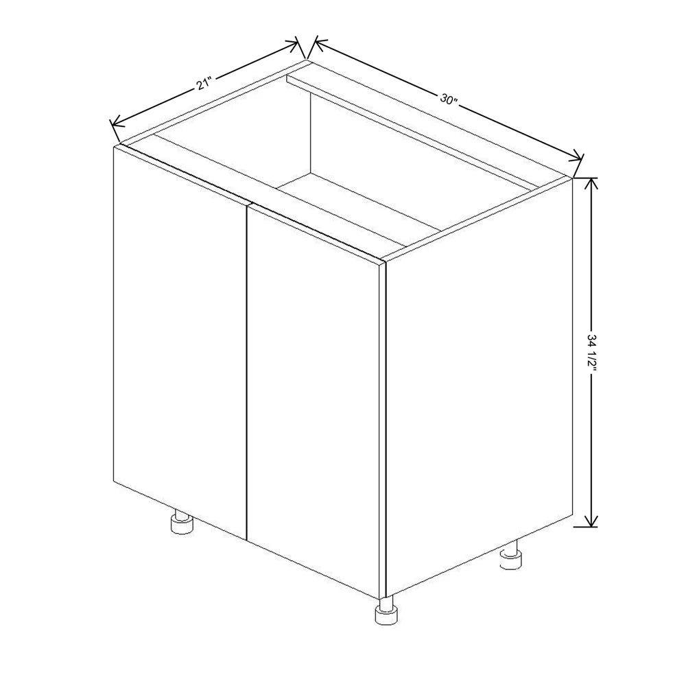Fabuwood Ovela Catalina Woodline 4 30" W X 34 1/2" H X 21" D Full Height Double Door Vanity Sink Base Cabinet