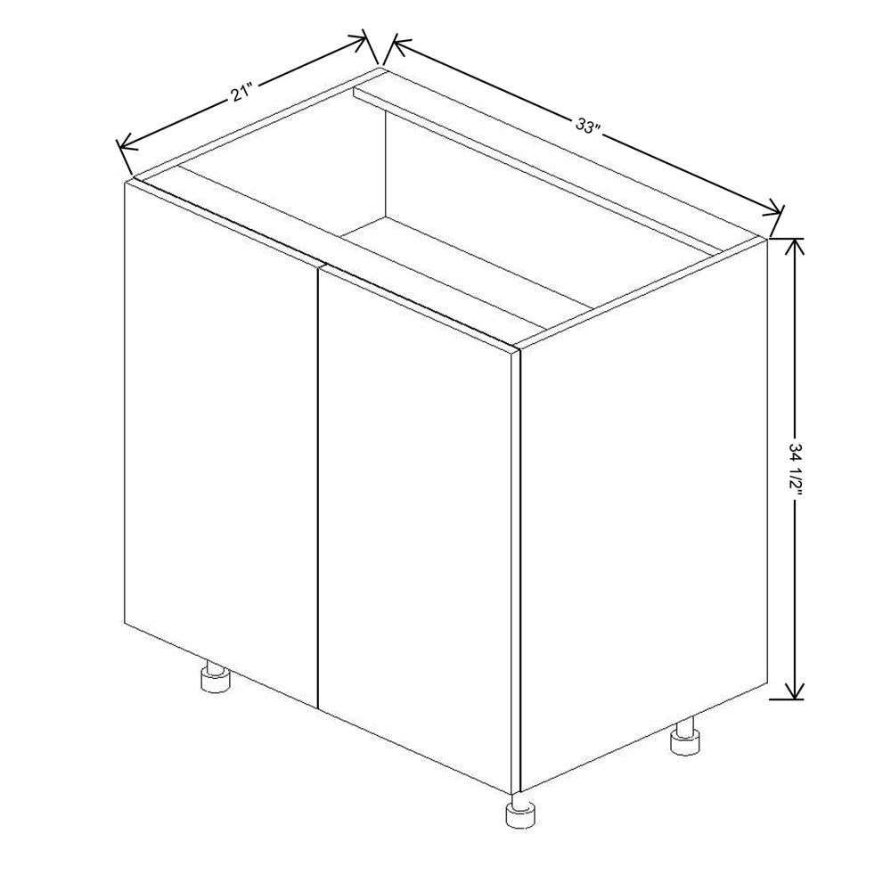 Fabuwood Ovela Tuscany Antracita 33" W x 34 1/2" H x 21" D Full Height Double Door Vanity Sink Base Cabinet