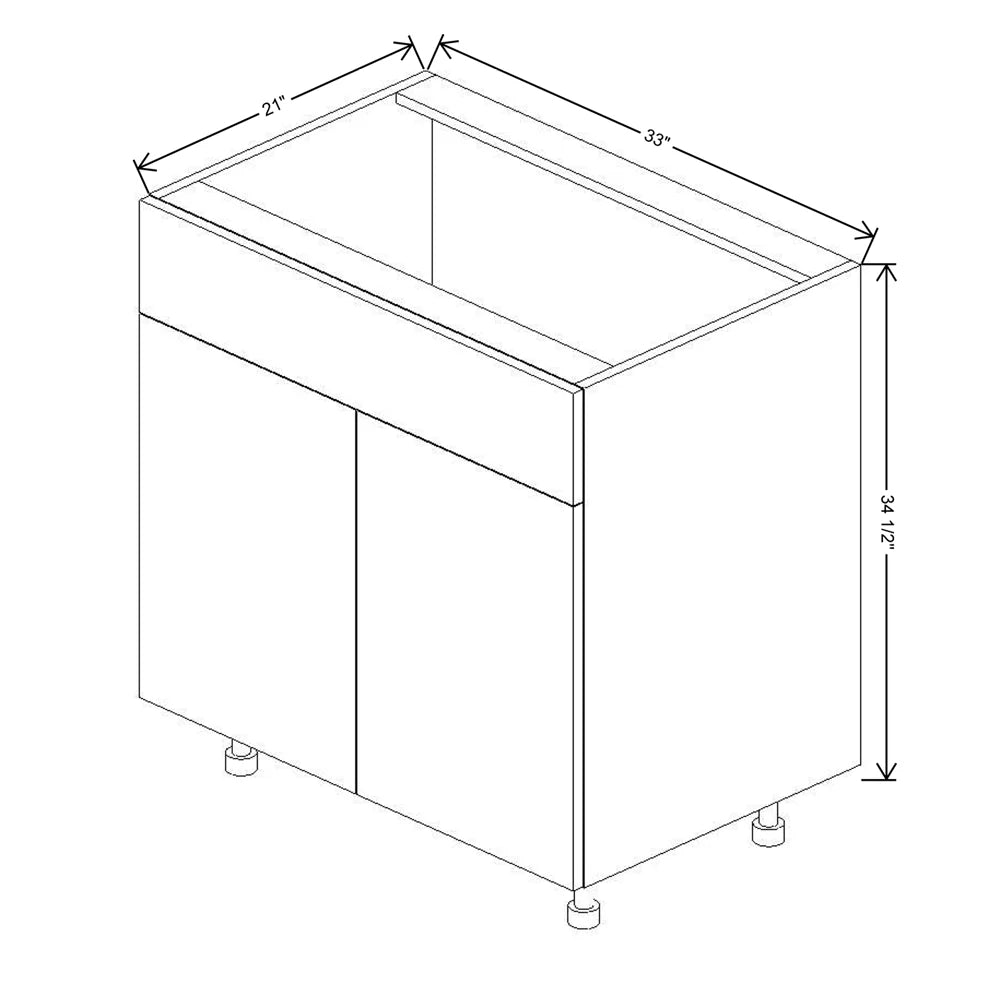 Fabuwood Ovela Catalina Woodline 4 33" W X 34 1/2" H X 21" D Double Door Vanity Sink Base Cabinet