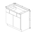 CNC Luxor 5-Piece Harvest 36" W 2 Drawer Vanity Sink Base Cabinet