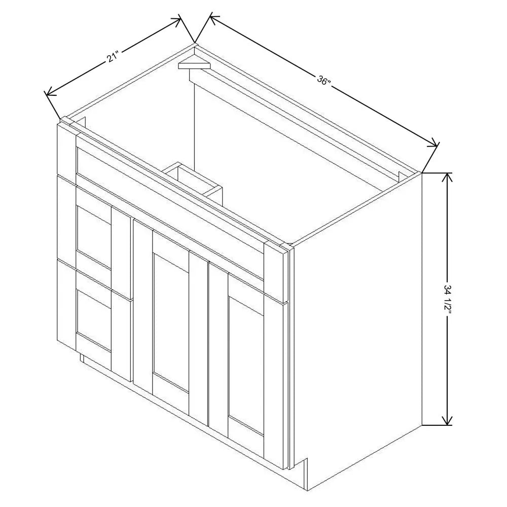 Fabuwood Allure Luna Dove 36" W X 34 1/2" H X 21" D Vanity Combo Single Sink w/ 1 Door And 2 Drawers Left Cabinet