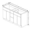 CNC Luxor Harvest 60" W Vanity Drawer Double Sink Base Cabinet