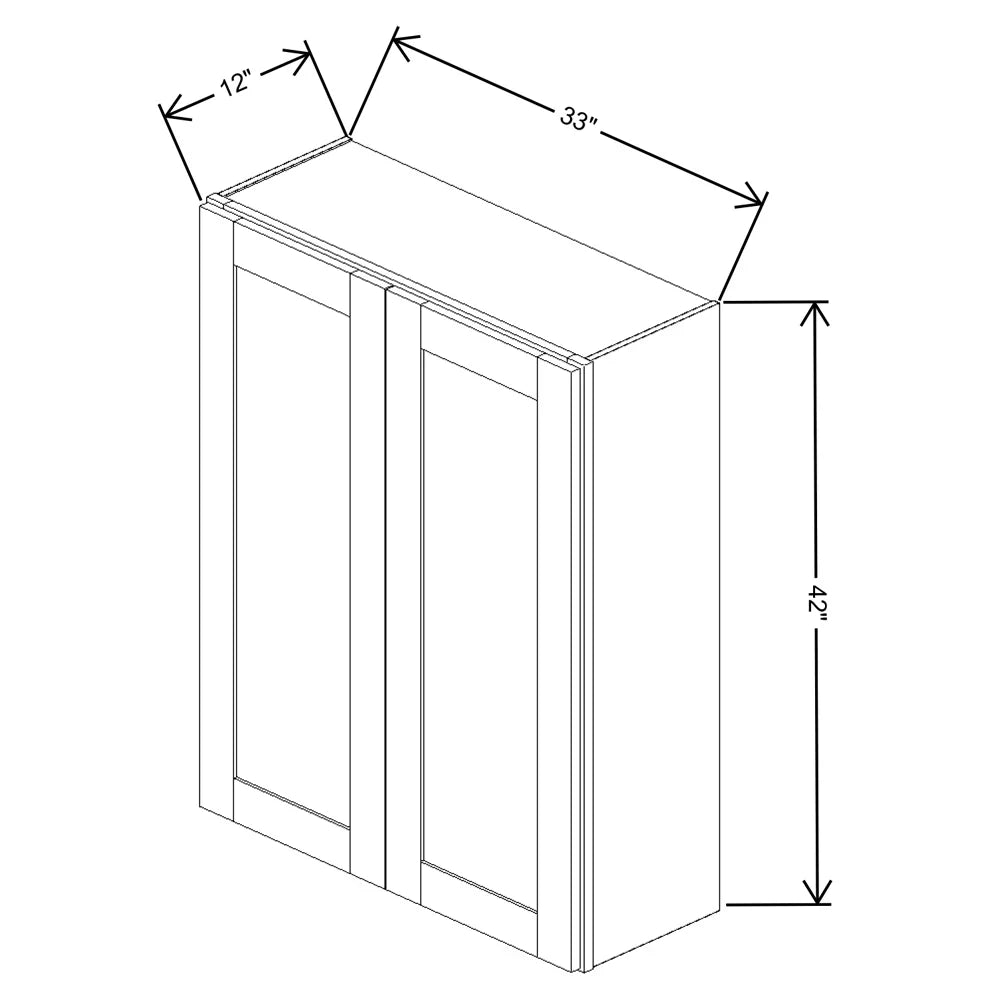 Fabuwood Allure Luna Desert Oak 33" W X 42" H X 12" D Double Door Wall Cabinet