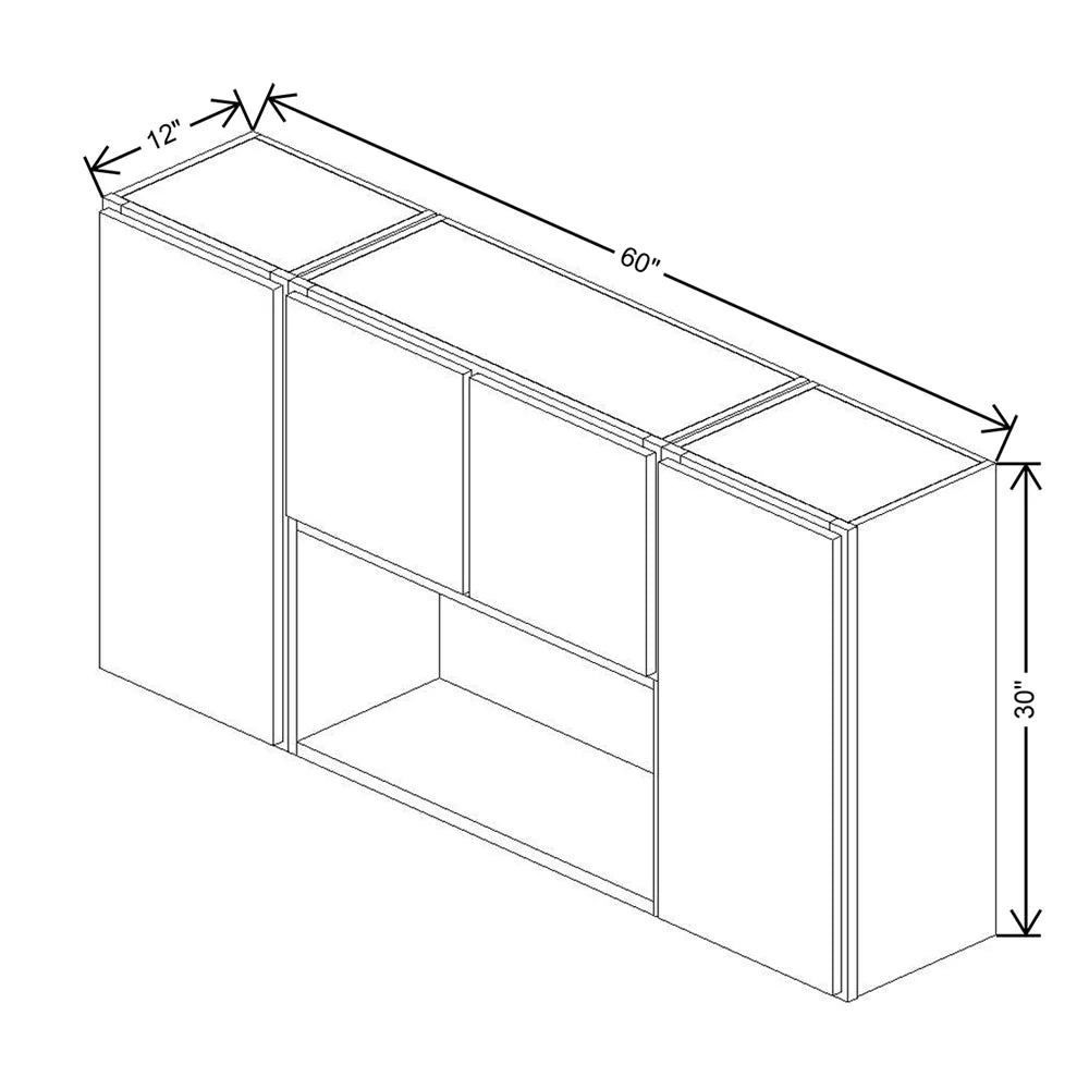 CNC Luxor Smoky Grey 60" W X 30" H Open Wall Cabinet