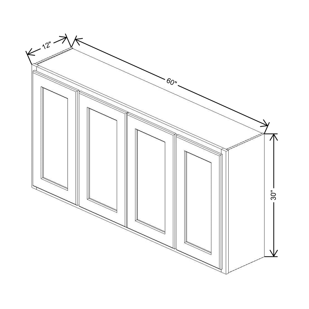 Fabuwood Quest Discovery Frost 60" W X 30" H X 12" D Four Door Wall Cabinet