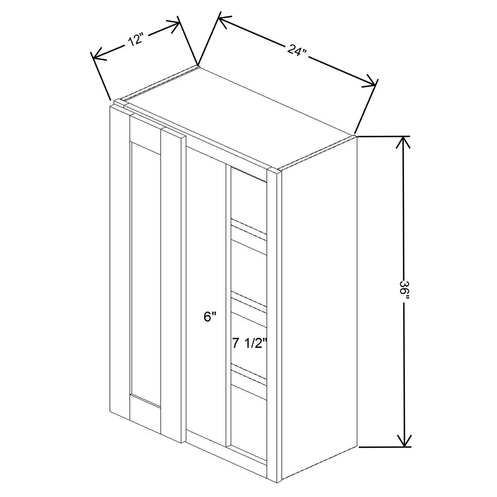 Fabuwood Allure Galaxy Dark Aqua 24" To 27" W X 36" H X 12" D Single Door Blind Corner Wall Cabinet