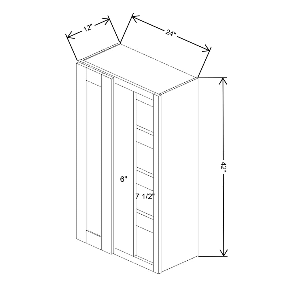 Fabuwood Quest Metro Frost 24" To 27" W X 42" H X 12" D Single Door Blind Corner Wall Cabinet
