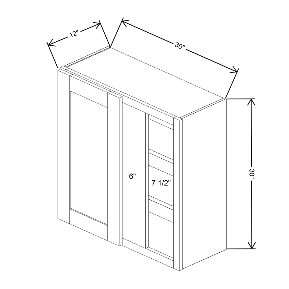 Fabuwood Allure Galaxy Mocha 30" To 33" W X 30" H X 12" D Single Door Blind Corner Wall Cabinet
