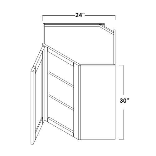 WDC2430L - Assembled Sage Green Shaker - Corner Wall Cabinet - Single Door - 24"W x 30"H x 12"D - Hinges on Left