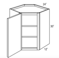WDC2430L - Assembled Sterling Gray Double Shaker - Corner Wall Cabinet - Single Door - 24"W x 30"H x 12"D - Hinges on Left