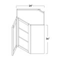 WDC2436L- Assembled Cream White Shaker - Corner Wall Cabinet - Single Door - 24"W x 36"H x 12"D - Hinges on Left