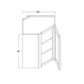 WDC2436R - Assembled Smoky Gray Double Shaker - Corner Wall Cabinet - Single Door - 24"W x 36"H x 12"D - Hinges on Right